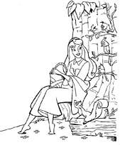 coloriage la belle au bois dormant parle aux oiseaux